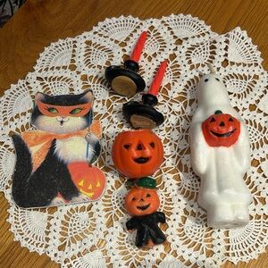 Vintage Halloween Gurley candle lot & vintage inspired glitter standee